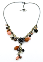 Fossil Faceted Orange Stone Beaded Y Drop Necklace - £15.57 GBP