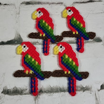 Vintage Handmade Toucan Fridge Magnets Lots Of 4 Plastic Canvas Tropical Birds - $19.79