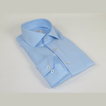 Men 100% Italian Cotton Shirt Non Iron SORRENTO Turkey Spread Collar 2745 Blue image 5