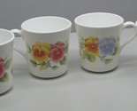 Pansy Design White Glass Mugs from Corning (Corelle) Set of Four (4) - $29.92