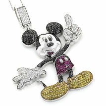 Men&#39;s 11.75CT Round Simulated Diamond Mouse PENDANT 14K White Gold Plated Xmas - $311.39