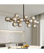 CROSSIO 16 Light 40" Linear Mid Century Modern Chandelier Art Deco Globe... - $168.25