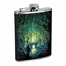 Horror Creepy House Forest Hip Flask Stainless Steel 8 Oz Silver Drinking Whiske - £7.82 GBP