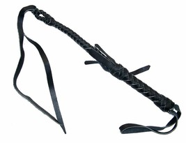 DELUXE MEXICO HEAVY DUTY BLACK REAL LEATHER RIDING HORSE CROP new mexica... - £18.63 GBP
