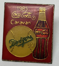 Vintage LA Dodgers Coca Cola 1985 Caravan Enamel Metal Pin Pinback MLB Coke - £6.93 GBP