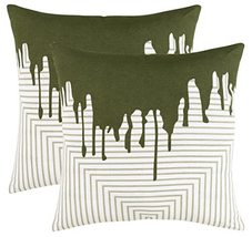 TreeWool (Pack of 2) Decorative Throw Pillow Covers Drip Accent in 100% Cotton C - £14.86 GBP