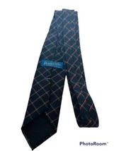 Pendleton Tie 54&quot; mens necktie vtg Virgin Wool blue red check plaid diamond USA - £14.20 GBP