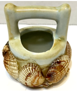 Vintage Handmade Miniature Porcelain Small Sea Shell Basket 2.5 inches Tall - $25.42 CAD