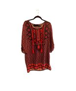 Urban Coco Womens Medium Boho Tunic Dress Popover Shirt Tassels Floral - $321.97 MXN