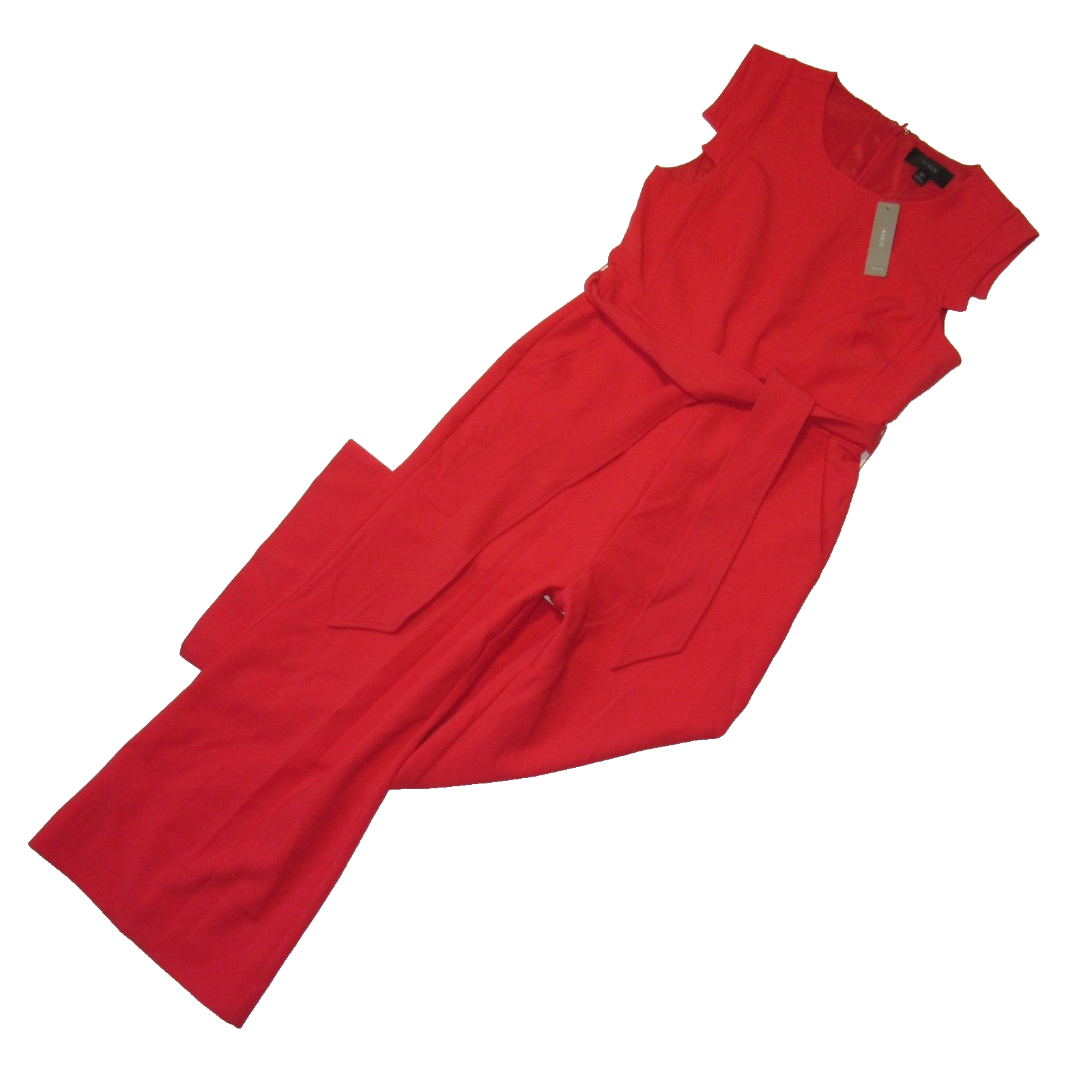 Primary image for NWT J.Crew Resume Jumpsuit in Bright Cerise Stretch Crepe Belted Wide Leg  6P