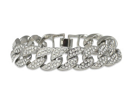 Mens&#39;s Miami Cuban Link Icy Cz Bracelet 14k White Gold Plated 8 inches Hip Hop - £8.40 GBP