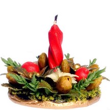 Dollhouse Christmas Centerpiece w Red Candle a3849 Falcon Miniature - $13.25