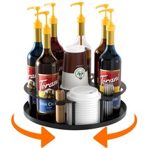 Coffee Syrup Organizer 8 Bottles, Rotating Coffee Syrup Holder With Stirrers Sto - $50.99