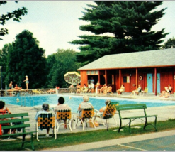 Vintage 1970s Northfield Hotel Pool Massachusetts Unposted Panorama Postcard - £10.16 GBP