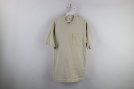 Vintage 90s Streetwear Mens XL Distressed Blank Cotton T-Shirt Beige Tan USA - £31.30 GBP