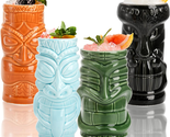 Ceramic Tiki Mugs, Hawaiian Party Mugs, 20/18/16 Oz 4 Pack Exotic Cockta... - $47.80