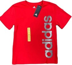 Adidas Boys Crewneck Logo T-Shirt Color Red Size XL - £21.76 GBP