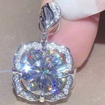 2.50Ct Rond Imitation Diamant Brillant Superbe Pendentif 14K Plaqué or Blanc - £67.44 GBP