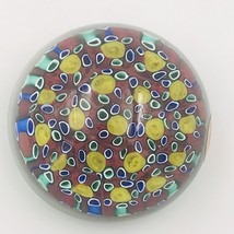 Vintage Murano Italy Millefiori Glass Paper Weight 2.5&quot; Diameter w/ Sticker - £33.42 GBP