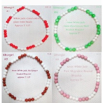 White Jade Combination 4mm Beaded Stretch Bracelets 8 Color Styles Available - £11.96 GBP