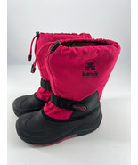 Kamik Winter Boots Girls Size 5 Pink Black Waterproof Lined Warm Snow Dr... - £17.79 GBP