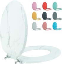 Round Toilet Seat Wood Toilet Seat Prevent Shifting With Zinc, Round,Marble - $50.95