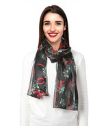 Candycane &amp; Holly Christmas Scarf, Hair &amp; Bag Accessory 13&quot; x 60&quot; &amp; 13&quot; ... - £7.81 GBP