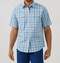 Wrangler wrinkle resist short sleeves BLUE/WHITE - $37.00