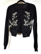 Dsquared2 Dsquared Cardigan Black Embroidered Flower LS M Womens Italy - £94.61 GBP