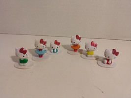 Hello Kitty Mini Figures Lot 6 Blue Red Dress Toy Cake Toppers 1&quot; Kawaii Sanrio - £11.99 GBP