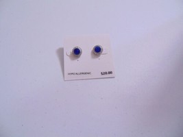 Department Store 3/8&quot;Silver Tone Simulated BlueWhite Diamond Stud Earrings R1035 - $11.51