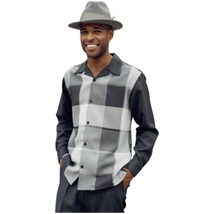 Men's MONTIQUE Two Piece Set Walking Leisure Suit 2370 Gray Plaid image 4
