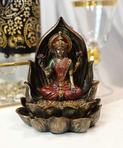 Vastu Hindu Goddess Lakshmi Seated On Lotus Backflow Incense Cone Burner Statue - £27.17 GBP