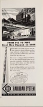 1936 Print Ad Erie Railroad System Steel Plants Depend on Iron Ore Lake Erie - £15.59 GBP
