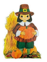Vintage Thanksgiving Pilgrim Decorations Die Cuts Printed in USA - £15.54 GBP