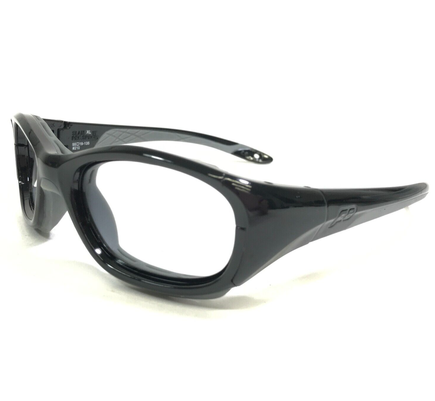 Primary image for Rec Specs Athletic Goggles Frames SLAM XL 210 Shiny Black Gray Wrap 55-19-135