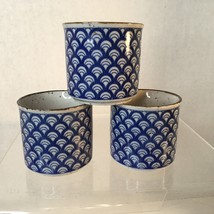 3 Vintage Otagiri Blue And White Stoneware Tea Cups Tumblers 3”H - £11.80 GBP
