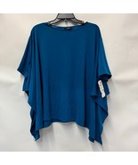 Alfani Womens S Baroque Teal Blue Sharkbite Hem Poncho Top NWT CR21 - $40.48 CAD
