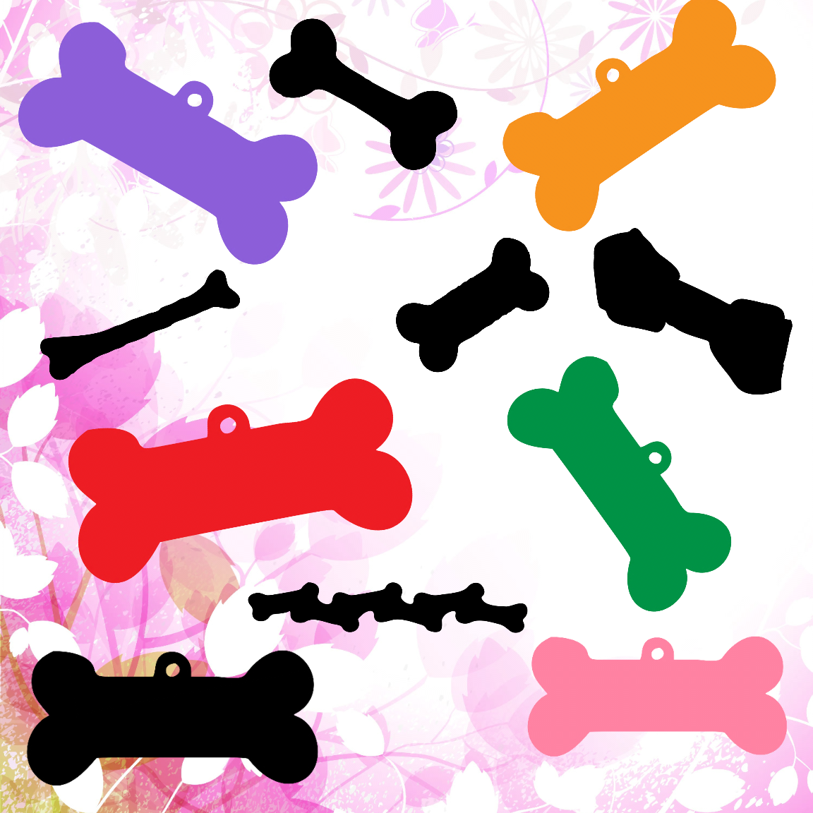 Color Dog Tag Bone-Digital Clipart-Art Clip-Gift Cards-Banner-Gift Tag-J... - $1.99