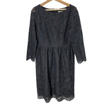 Ann Taylor Loft Dress 4 Black Lace Overlay Long Sleeve Women&#39;s NEW - £31.15 GBP