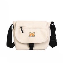 Corgi Print Women&#39;s Canvas Handbags Female Cute Dog Harajuku Shoulder Bags Woman - £21.74 GBP