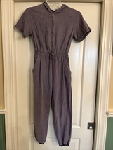 Zara Purple Romper w Zipper Short Sleeves &amp; Hood Size 11-12 Pockets - £18.73 GBP