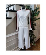 HALFHEART White Zip Up Track Set Size S Red Navy Stripe Athletic Loungewear - $81.24 CAD