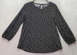 Adrianna Papell Blouse Top Women&#39;s Size Small Black White Heart Print Round Neck - £20.67 GBP