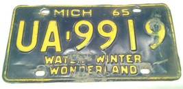 1965 ORIGINAL AUTHENTIC MICHIGAN LICENSE PLATE UA-9919 WATER WINTER WOND... - $28.55
