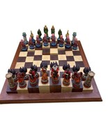 3D Solid Wood Chess Board Poseidon &amp; Hades Resin Pieces Greek Gods READ - £140.16 GBP