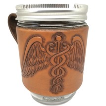 Staff of Hermes - Leather Mason Jar Mug - $44.54