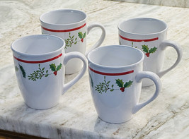 Royal Norfolk Holly Leaves and Berries Coffee Mugs Cups Set 4 Christmas:... - $49.38