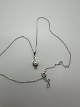 Vintage Sterling Silver Treble Clef Pearl Music Necklace 16” - $27.72