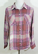 Mossimo Womens Top Plus Size X Plaid Button Down Long Sleeve Pockets Multicolor - £7.85 GBP
